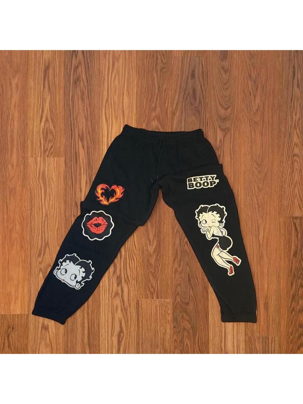 Betty Boop Cotton Multi Designed Sweatpants With Embedded designs